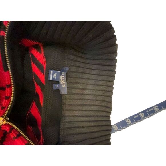 Vintage Chaps Nordic Sweater Womens Snowflake Pullover Top 1/4 Zip Black Red Si - Picture 7 of 15